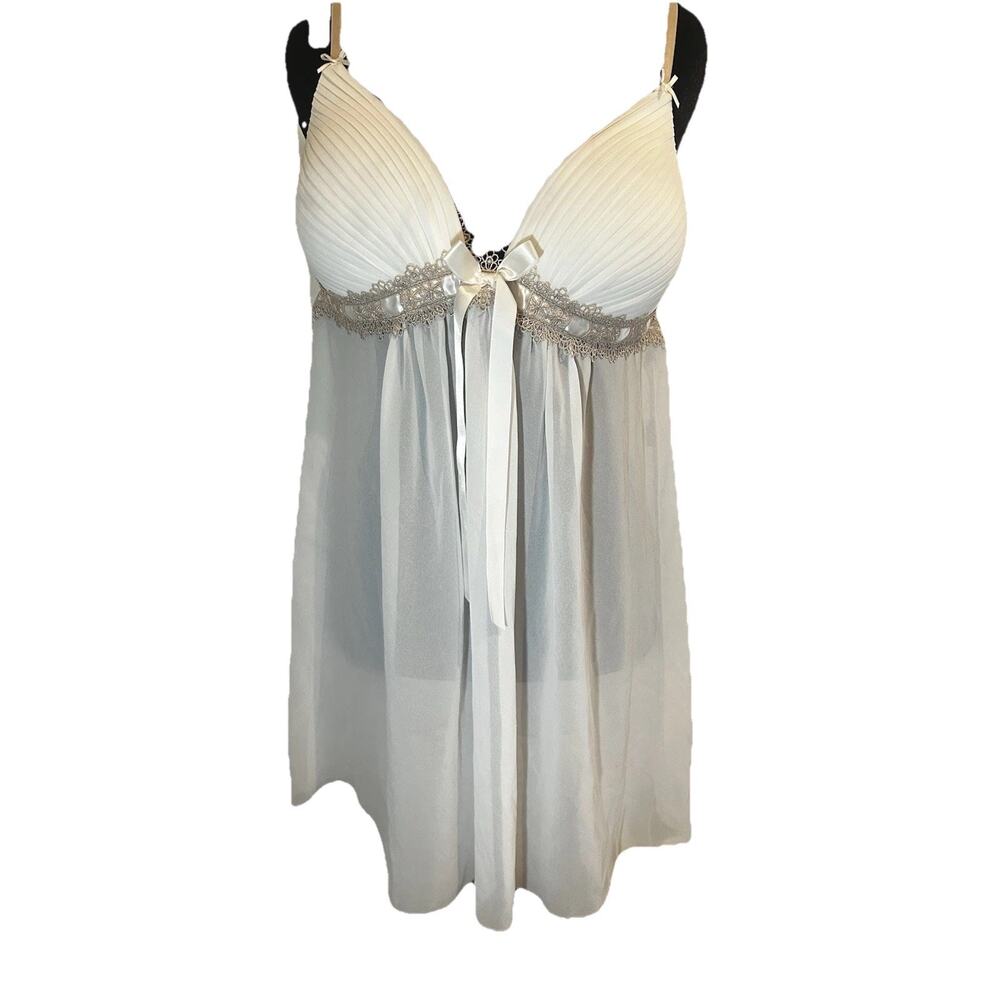 Linea Donatella White Lace Bow Lingerie Nightgown SizeXL Fairy Feminine Babydoll